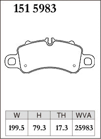 Pad Shape for DIXCEL Front Brake Pads – Porsche 911 (991.2 / 992), Porsche 718 Boxster, Porsche 718 Cayman (982)
