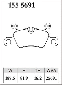 Pad Shape for Dixcel Rear Brake Pads – Porsche 911 (991.2 / 992), Cayenne, Taycan