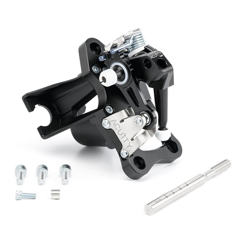 ACUITY 1-Way adjustable shifter, FD2 / FN2 Civic Type R – three-quarter view with shift lever and hardware - Acuity