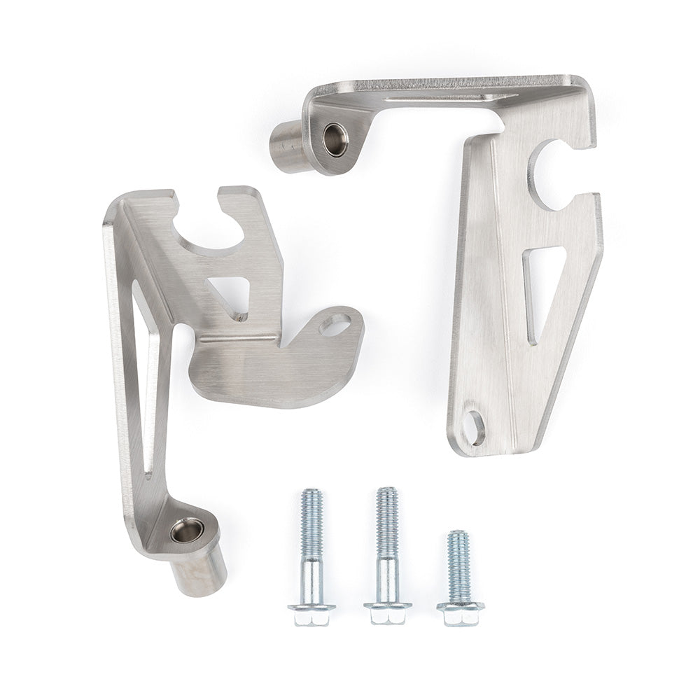 ACUITY FK8 shifter cable adapter brackets – gate and gear brackets with screws laid out