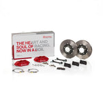 Brembo GT big brake kit contents: calipers, rotors, pads, brake lines and brackets (product illustration) - Brembo Thumbnail