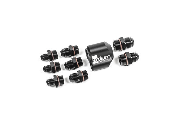 Radium Engineering CNC Aluminium Fuel Distribution Block - Universal - 3-Port AN ORB - Image 2