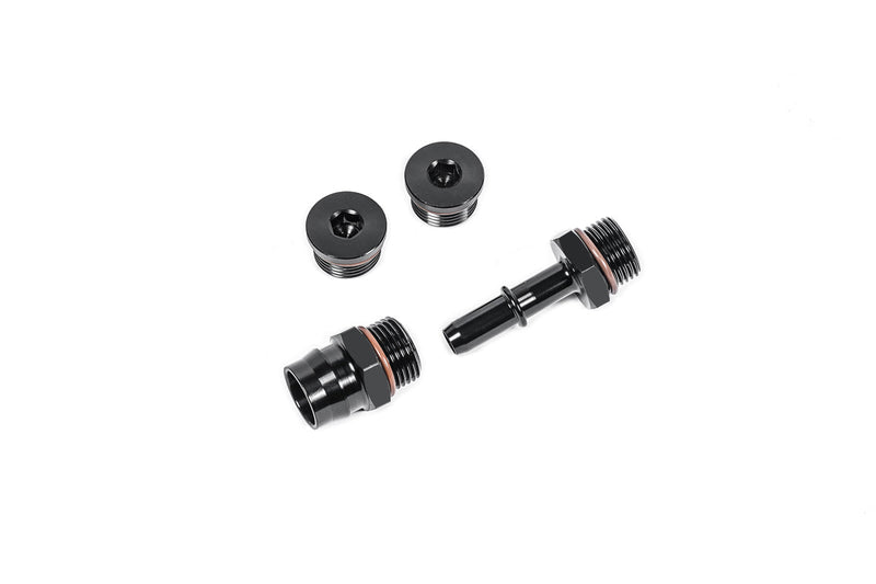 Radium 20-1131-PK plumbing kit: two 8AN ORB plugs, SAE and V2 quick connect adapters - Radium Off Road