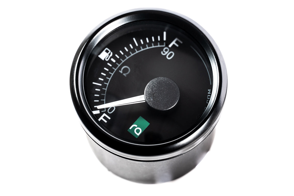 Radium Engineering 52mm fuel level gauge – close-up of the gauge face