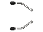 aFe Takeda Nissan Z axle-back pipes and black tips laid out separately - AFE Power Thumbnail