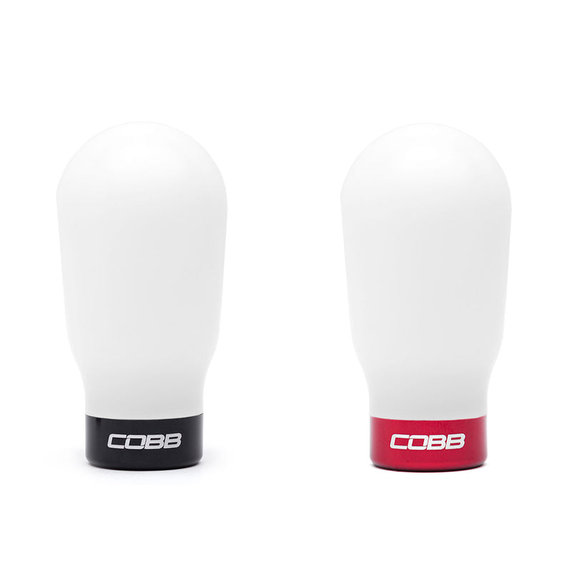 COBB tall weighted shift knob – white knob with black and red trim rings - Cobb Tuning