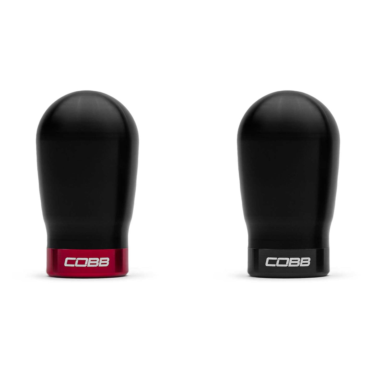 COBB tall weighted shift knob – black knob with red and black trim rings
