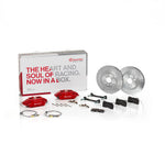 Brembo GT big brake kit contents: calipers, rotors, pads, brake lines and brackets (product illustration) - Brembo Thumbnail