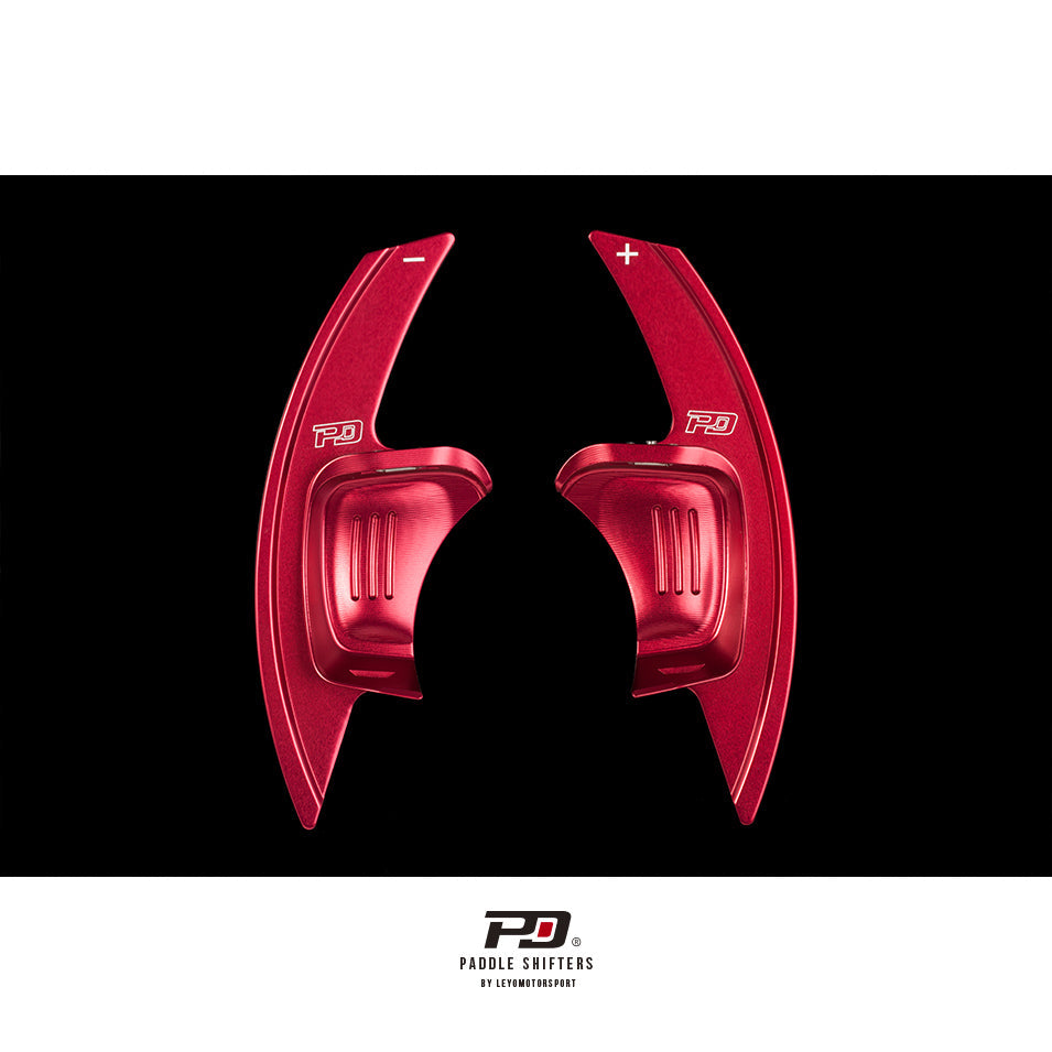 LEYO Sportline paddle shift extensions – red pair front view