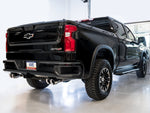 AWE 0FG cat-back exhaust – Chevrolet Silverado ZR2 – rear three-quarter view with chrome silver tips fitted - AWE Exhausts Thumbnail