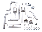 AWE 0FG cat-back exhaust – Silverado ZR2 – kit contents with chrome silver tips, pipes, resonators and clamps - AWE Exhausts Thumbnail