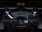 AWE 0FG cat-back exhaust – Chevrolet Silverado ZR2 – underside rear view with quad chrome silver tips fitted - AWE Exhausts Thumbnail