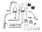 AWE 0FG cat-back exhaust – Silverado ZR2 – kit contents with diamond black tips, pipes, resonators and clamps - AWE Exhausts Thumbnail