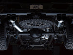 AWE 0FG cat-back exhaust – Chevrolet Silverado ZR2 – underside rear view with quad diamond black tips fitted - AWE Exhausts Thumbnail