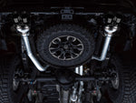 AWE 0FG cat-back exhaust – Chevrolet Silverado ZR2 – underside view of both black tip pipes around the spare wheel - AWE Exhausts Thumbnail