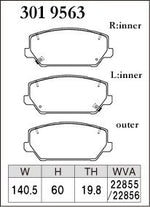 DIXCEL 3019563 front brake pad shape for the Hyundai i30 N, Kona N and Kia Optima GT - 140.5 x 60 x 19.8mm - DIXCEL Thumbnail