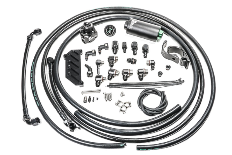 Radium Engineering fuel hanger plumbing kit – Mazda MX-5 (NA / NB) – kit contents, stainless or microglass filter option