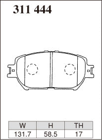 DIXCEL Front Brake Pads - Toyota Camry (ACV30R) / Crown (GRS200R/UZS186R) / Mark X (GRX121R) / Wish (ZNE10R) Pad Shape