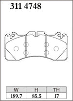 DIXCEL Front Brake Pads - Lexus GS F (URL10R) / RC F (USC10R) / LS460 (USF40R) / LS600h (UVF45R) Pad Shape - DIXCEL Thumbnail