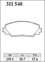 DIXCEL Front Brake Pads - Toyota Corolla (ZRE152R/ZRE172R/ZRE182R) / RAV4 (ACA38R) Pad Shape - Dixcel Brakes Thumbnail