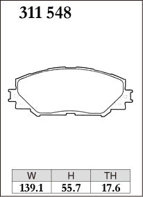 DIXCEL Front Brake Pads - Toyota Corolla (ZRE152R/ZRE172R/ZRE182R) / RAV4 (ACA38R) Pad Shape