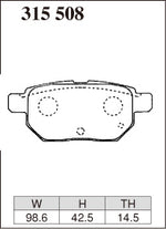 DIXCEL Rear Brake Pads - Toyota Corolla (ZRE212/MZEA17) / Prius (ZVW51/ZVW55) / Yaris (NCP131) / Auris (ZRE152H) Pad Shape - Dixcel Brakes Thumbnail