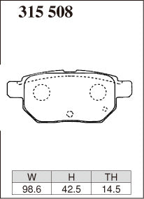 DIXCEL Rear Brake Pads - Toyota Corolla (ZRE212/MZEA17) / Prius (ZVW51/ZVW55) / Yaris (NCP131) / Auris (ZRE152H) Pad Shape