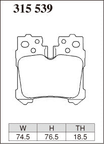 DIXCEL Rear Brake Pads - Lexus LS460 (USF40/USF41) / LS500 (VXFA50) / LS600h (UVF45) Pad Shape
