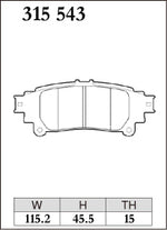 DIXCEL Rear Brake Pads - Toyota Hilux (GUN126R) / Fortuner (GUN156R) / Kluger (GSU50R/GSU55R) / Lexus RX350 (GGL10R) Pad Shape - DIXCEL Thumbnail