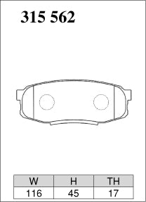 DIXCEL Rear Brake Pads - Toyota LandCruiser 200 Series (VDJ200R/URJ202R) / Tundra (USK56L) / Lexus LX570 (URJ201R) Pad Shape