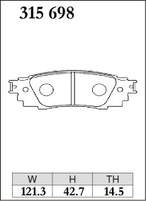 Pad Shape for DIXCEL Rear Brake Pads – Lexus LBX Morizo RR (GZEA14)