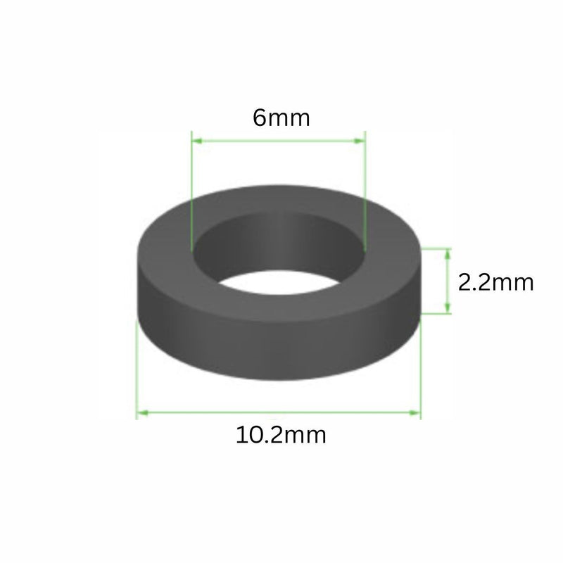 Frenkit square-section caliper crossover o-ring seal, 6mm ID x 10.2mm OD x 2.2mm – dimension drawing - Frenkit
