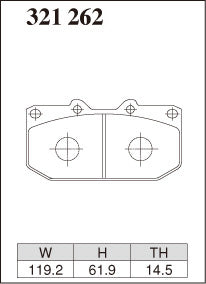 Pad Shape for DIXCEL EC Type Front Brake Pads – Subaru WRX 01–07 / Nissan Silvia S14, S15 / Skyline R32, R33, R34