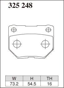 Pad Shape for DIXCEL EC Type Rear Brake Pads – Subaru WRX 01–07 / Nissan Skyline R32, R33, R34
