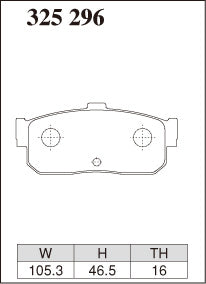 DIXCEL Rear Brake Pads - Nissan Pulsar (N15) / Maxima (A32/A33) / Cefiro (A32) / Bluebird (U13) Pad Shape