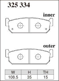 DIXCEL Rear Brake Pads - Nissan Stagea RS Four S (C34) Pad Shape