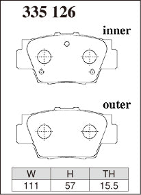 DIXCEL Rear Brake Pads - Honda NSX (NA1/NA2) Pad Shape