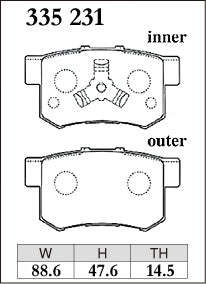 Dixcel Rear Brake Pads - Honda CR-V (RD6/RD7/RE3/RE4/RM1/RM4) Pad Shape
