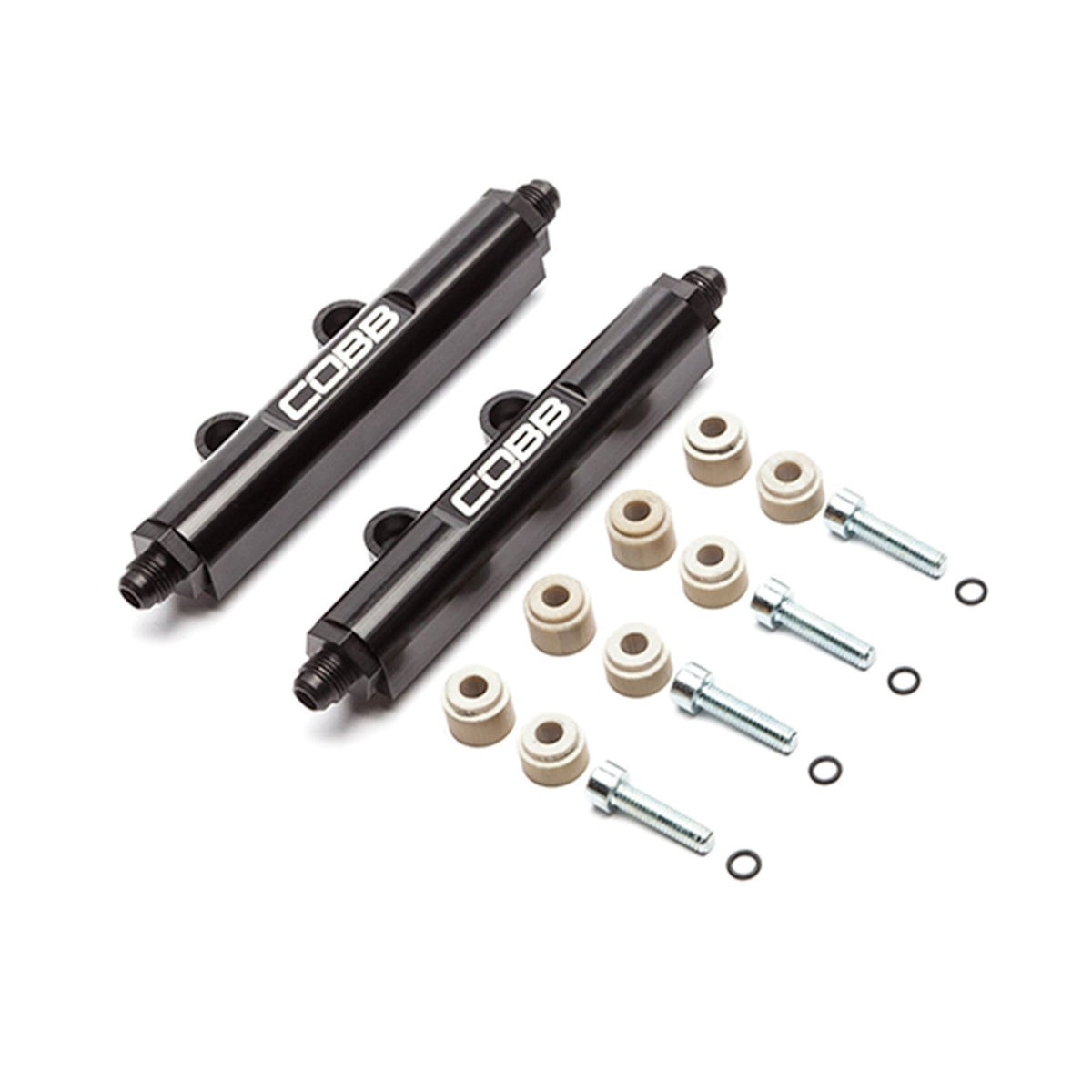COBB fuel rails – Subaru WRX STI – black rails with injector seats, bolts and O-rings