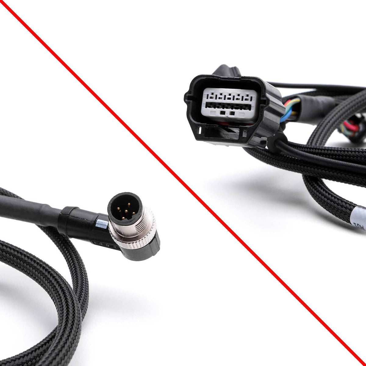 COBB CAN flex fuel upgrade – Subaru WRX VA – braided harness and round connector close-up