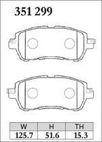 DIXCEL 351299 front brake pad shape for the Mazda2 (DJ) and Demio (DJ) - 125.7 x 51.6 x 15.3mm - DIXCEL Thumbnail