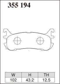 Pad Shape for DIXCEL Rear Brake Pads – Mazda MX-5 (NA8C / NB8C)
