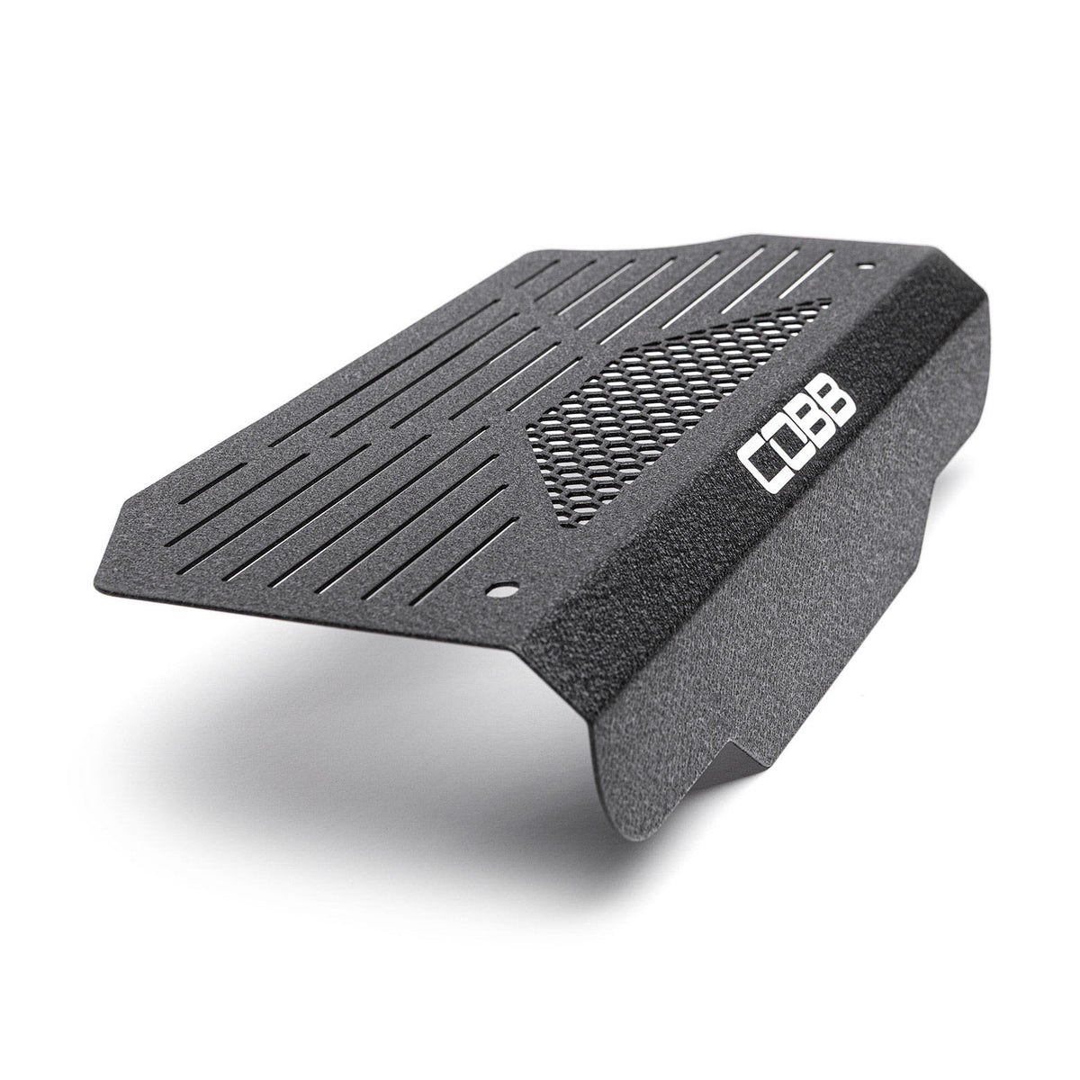 COBB aluminium alternator cover – Subaru WRX VB – angled top view