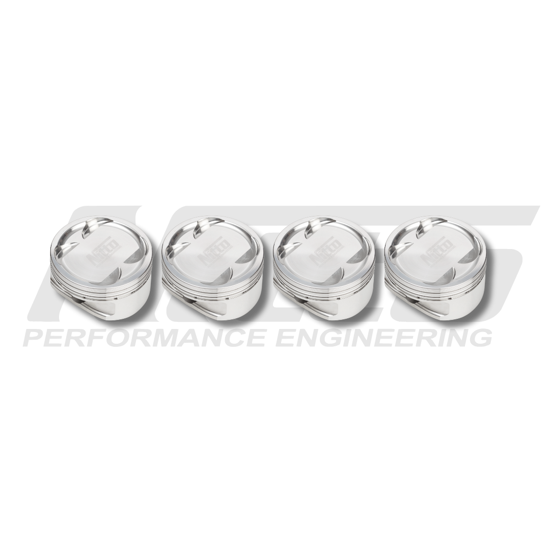 Nitto EJ series forged pistons, set of four (product illustration)