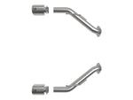aFe Takeda Nissan Z axle-back pipes and polished tips laid out separately - AFE Power Thumbnail