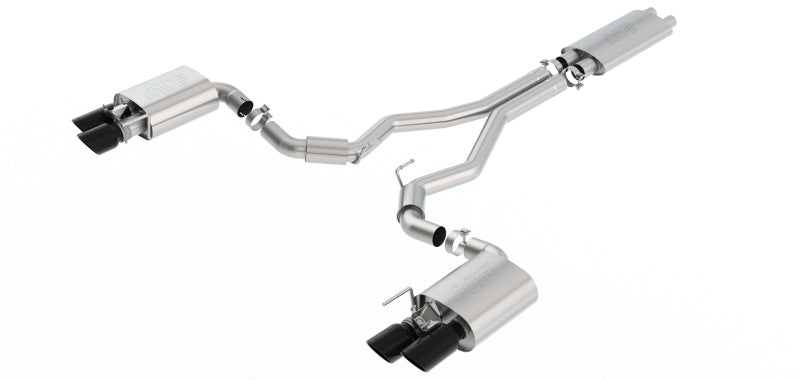 Borla Cat-Back Exhaust - Ford Mustang GT Coupe (S550) - ECE Active Exhaust Black Chrome Tips 2018-2020