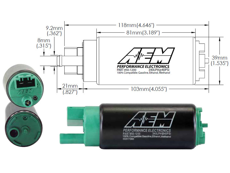 AEM 340LPH High Flow In-Tank Fuel Pump – E85 Compatible - Chicane Australia