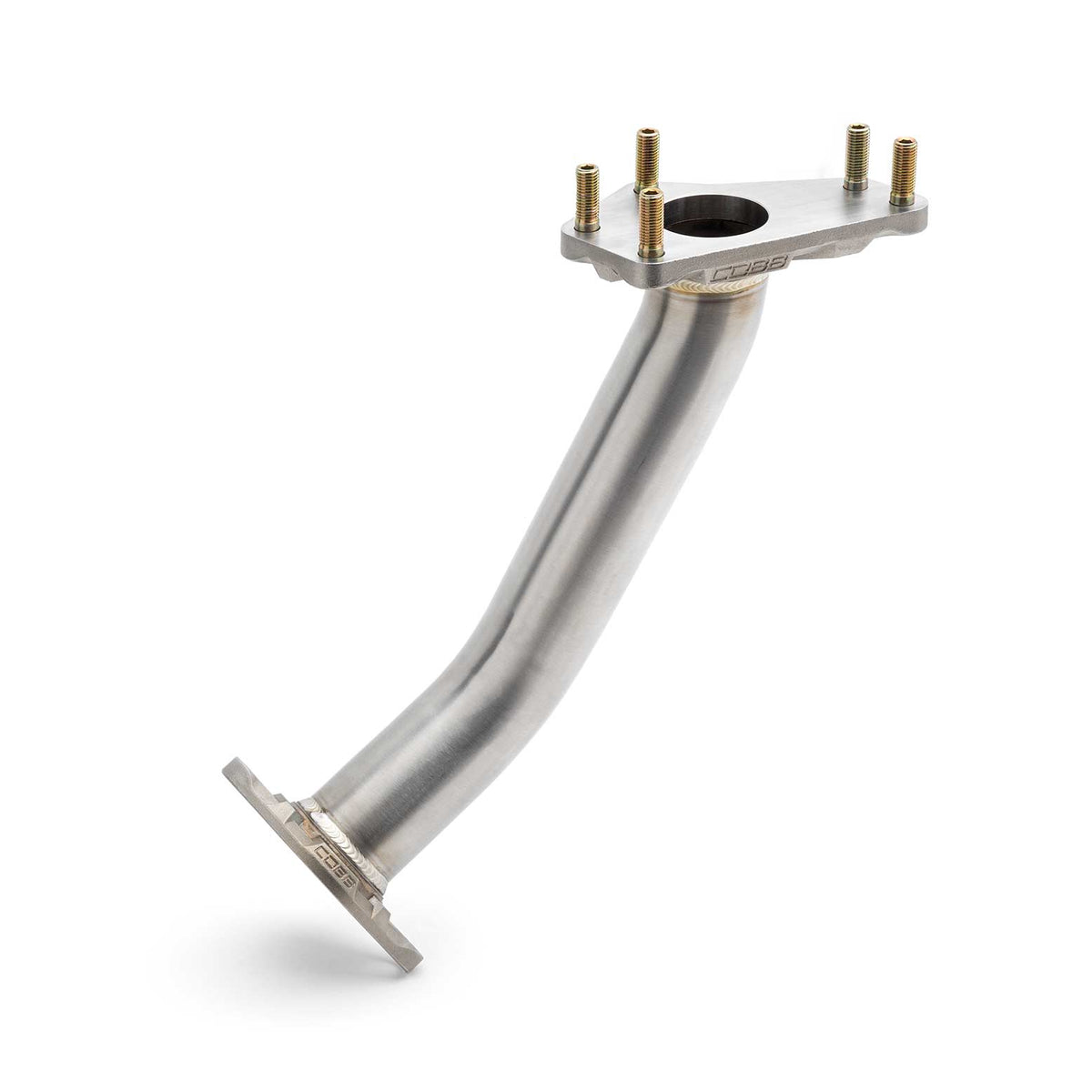 COBB stainless up pipe – Subaru WRX and STI – up pipe, rear three-quarter view
