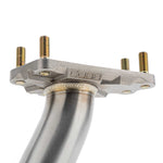 COBB stainless up pipe – Subaru WRX and STI – cast turbo flange and weld, close-up - Cobb Tuning Thumbnail