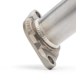 COBB stainless up pipe – Subaru WRX and STI – 2-bolt manifold flange and weld, close-up - Cobb Tuning Thumbnail